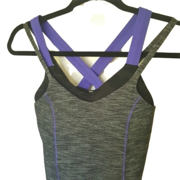 Lululemon Run for Gold top tank with bra gray/purple, 4 - Picture 7 of 9